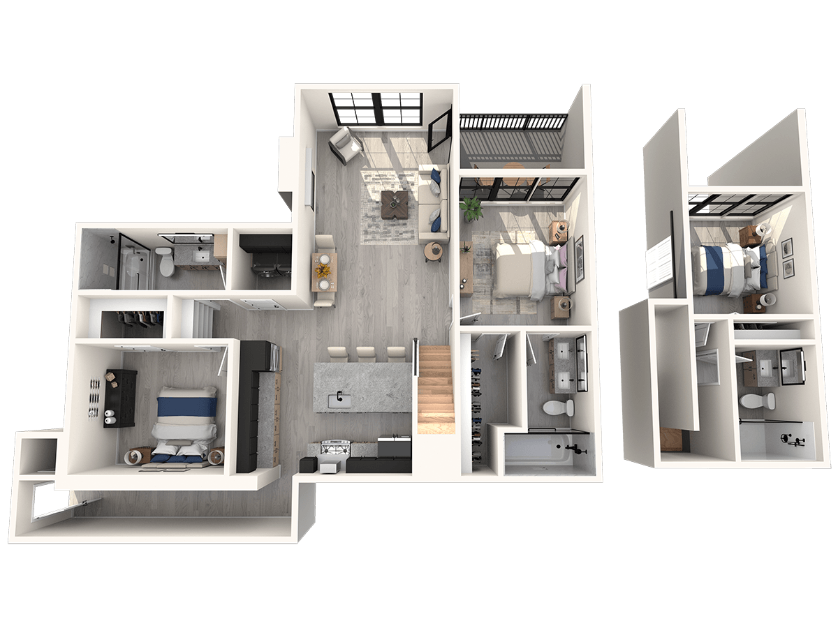 Floor plan for 3 beds, 2 baths, 1662 sqft